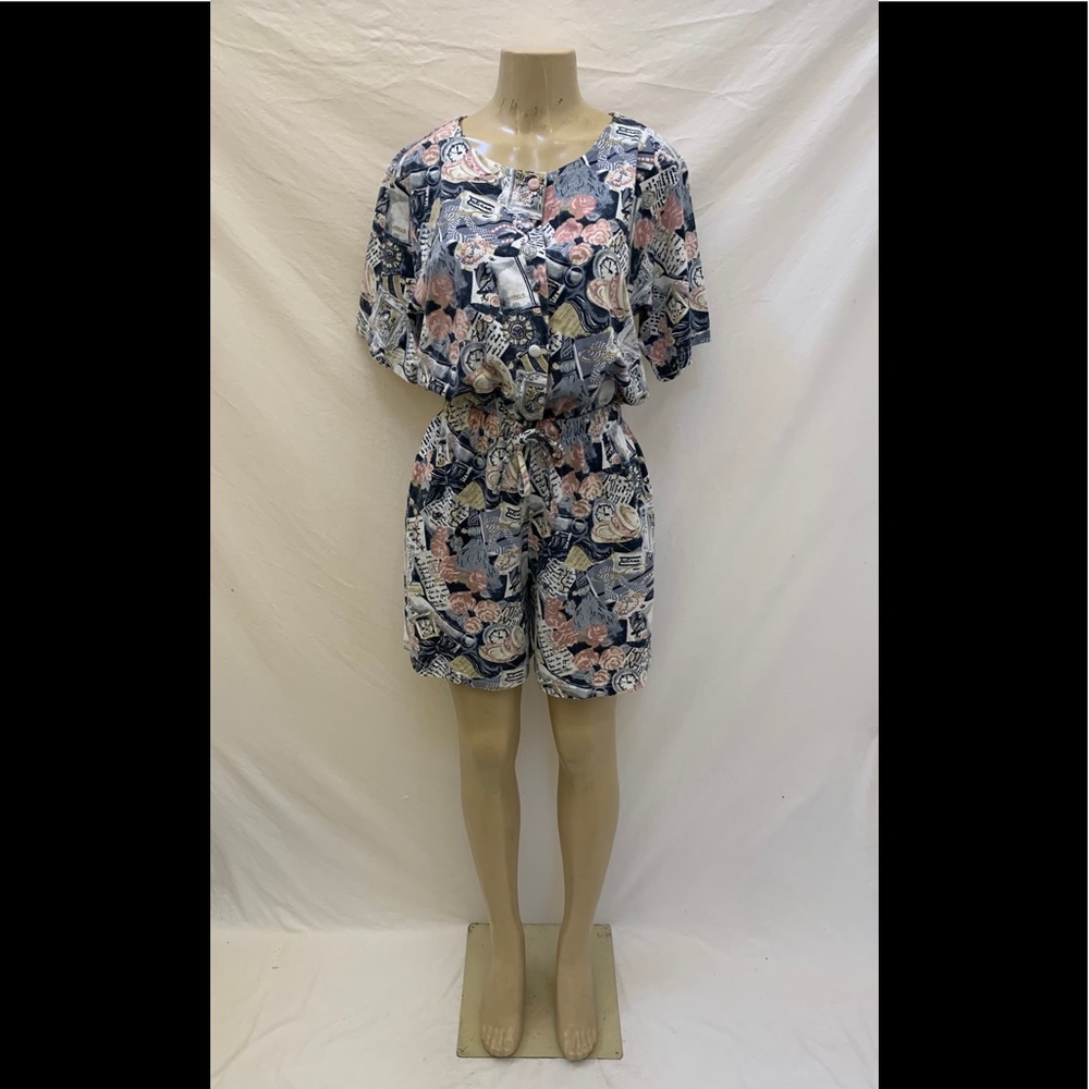 VTG Capacity Knits Sz M Multicolor Printed Romper